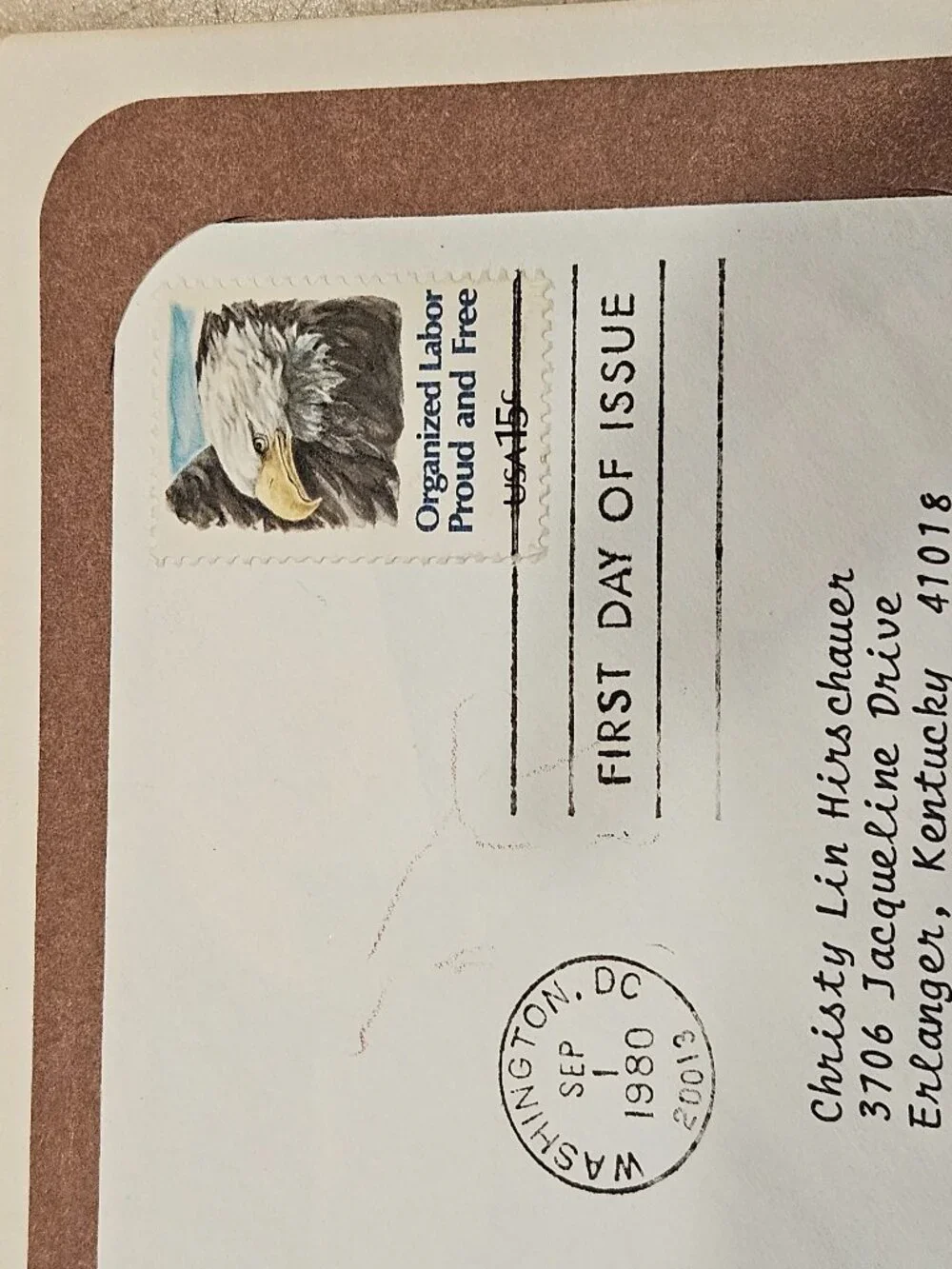 RARE COLLECTIBLE USPS 1ST DAY ISSUE ORGANIZED AMERICAN LABOR MOVEMENT STAMP FDC